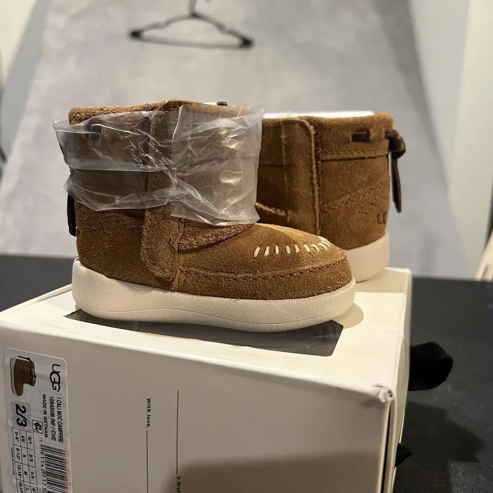 UGG Boots Infant Size 2/3 Campfire Brown Cali Moc Suede Moccasin Booties New
